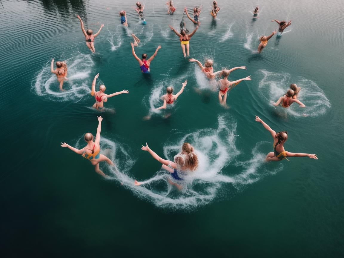 花样游泳，无人机视角下的水上芭蕾新视角