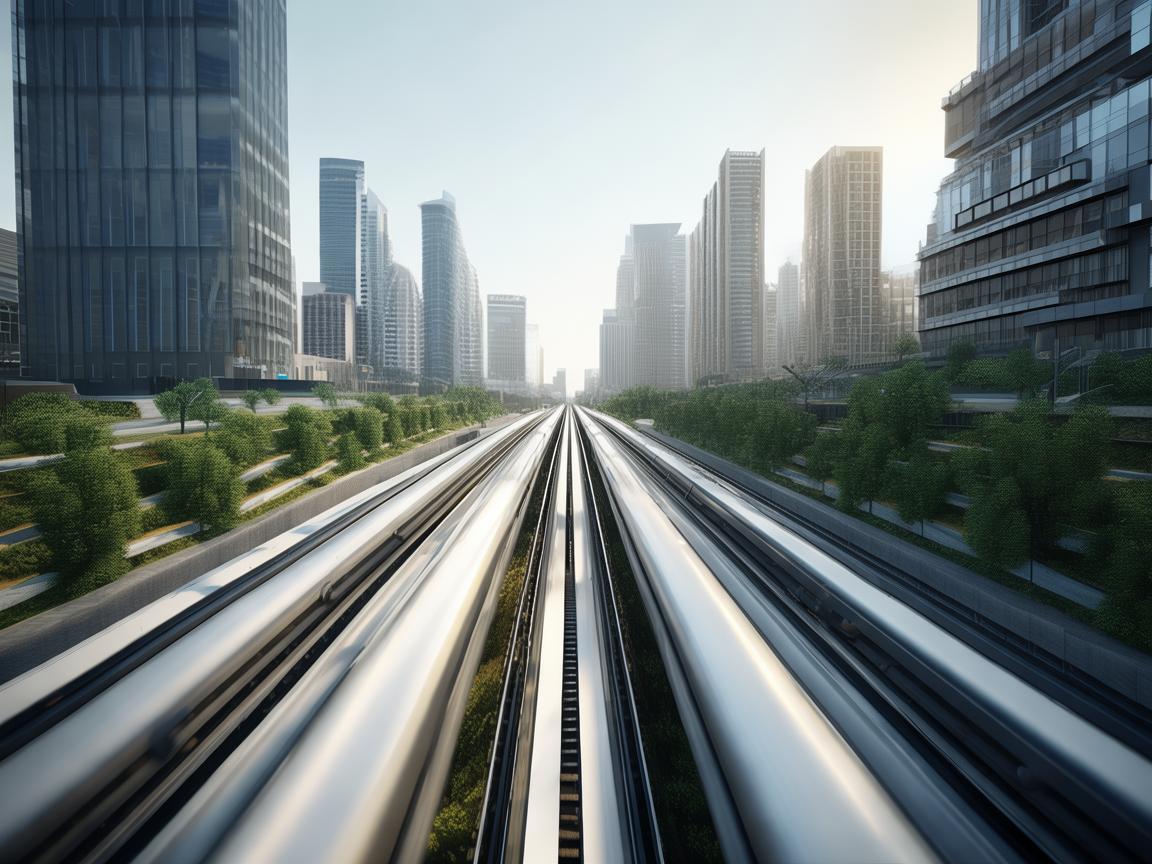 市域列车，无人机航拍视角下的未来城市动脉