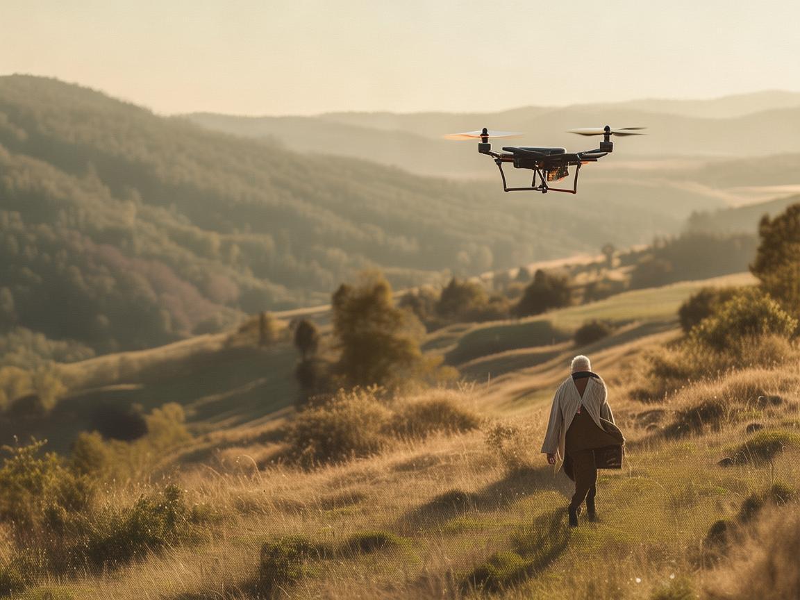 老人装在无人机航拍中，如何安全又优雅地融入拍摄场景？